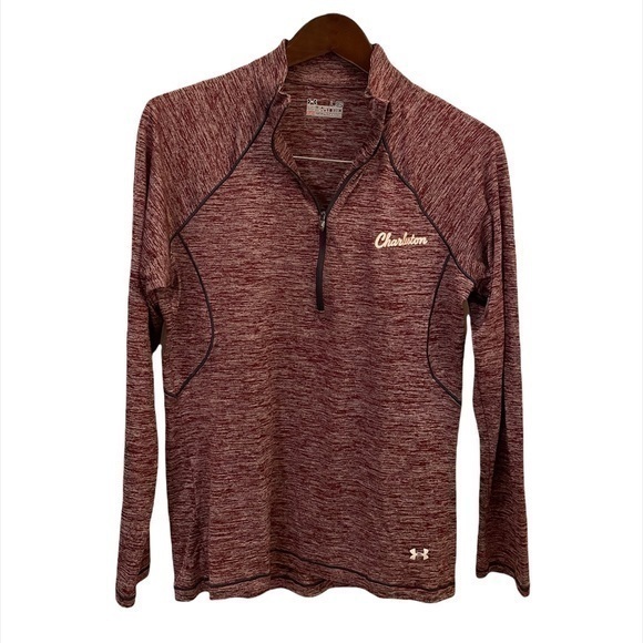 Under Armour Semi Fitted Heatgear Brick Red Charleston Quarter Zipped Jersey top - Picture 1 of 10